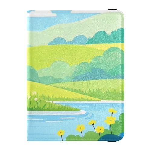 Reisepasshülle aus Leder, Sommerlandschaft, für Reisen, Reisedokumente, Organizer, Schutz, Reisedokumente, Geldbörse für Damen, wasserdicht, grüne Sommerlandschaft, Einheitsgröße, Grüne von EtherSpher