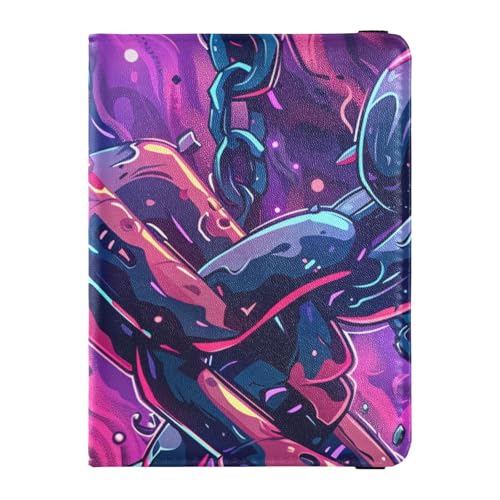 Reisepasshülle aus Leder, Violett mit Kette, Geldbörse, Reisepasshalter, Dokumenten-Organizer, Zubehör, leicht, Violette Kette, 1 size von EtherSpher