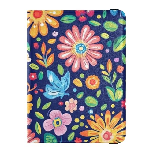 Reisepasshülle aus Leder, buntes Blumenmuster, Reisedokumente, Geldbörse, Dokumenten-Organizer, Zubehör, leicht, Mehrfarbiges Blumenmuster, 1 size von EtherSpher