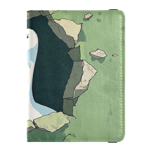Reisepasshülle aus Leder, wasserdicht, mit lustigem Cartoon-Motiv, für Reisen, Reisen, Dokumente, Organizer, Schutz, Reisepasshülle für Herren, ultradünn, Grün von EtherSpher