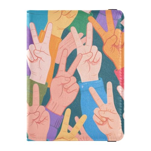 Reisepasshülle aus Leder mit buntem Cartoon-Motiv "Yeah"-Geste, für Reisen, Impfausweis, Impfausweis, Impfausweis, Impfausweis, Impfkartenhalter, Geldbörse für Damen, wasserdicht von EtherSpher