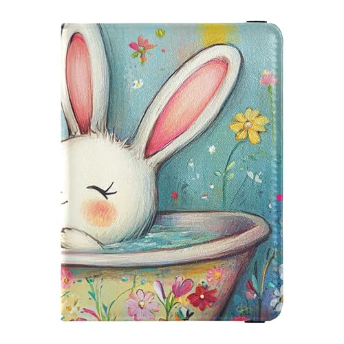 Reisepasshülle aus Leder mit niedlichem Cartoon-Motiv, weiß, für Reisen, Familie, für Reisen, Impfausweis, Impfausweis, Impfausweis, Impfausweis, Impfkartenhalter, Geldbörse für Herren, wasserdicht von EtherSpher