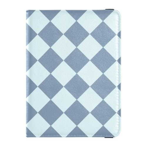 Reisepasshülle aus amerikanischem Karomuster, Leder, Reisedokumente, Geldbörse, Dokumenten-Organizer, Zubehör, ultradünn, Weiß und Blau, Weißes und blaues amerikanisches Karomuster, 1 size von EtherSpher