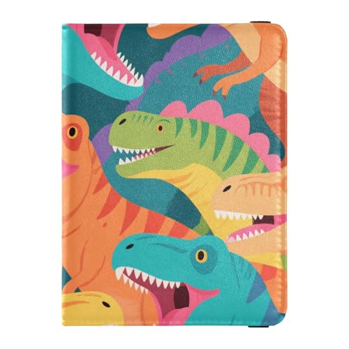 Reisepasshülle für Damen, Motiv: bunte Cartoon-Tiere, Dinosaurier, Reisepasshülle für Damen, ultradünn von EtherSpher
