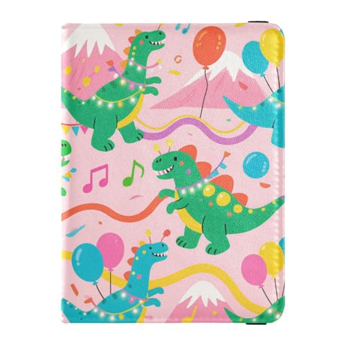 Reisepasshülle für Herren, Motiv: niedliche und bunte Dinosaurier, Reisepasshülle für Reisen, ultradünn von EtherSpher