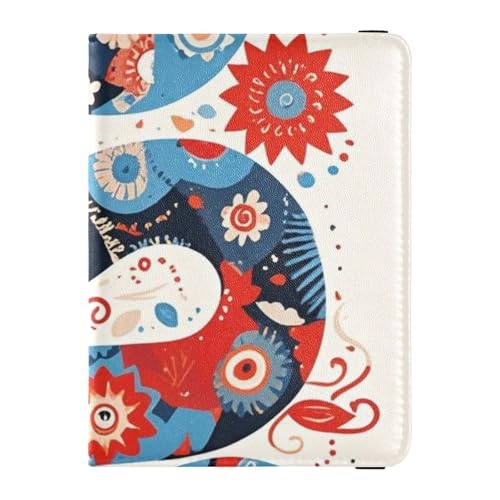 Reisepasshülle im Boho-Stil, Schlangenleder, für Reisen, Brieftasche, niedliches Reisepassbuch für Damen, leicht, Rot und Blau, Boho Red and Blue Snake, 1 size von EtherSpher