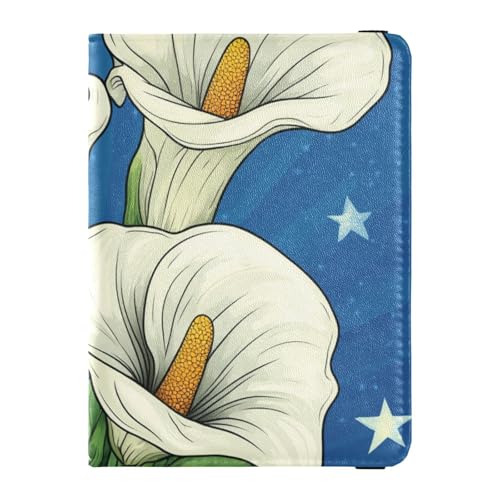 Reisepasshülle mit Cartoon-Calla-Lilien-Motiv, weiß, Leder, für Reisen, Impfkarten-Etui, Kombi, Reisepasshülle für Damen, leicht, Cartoon-Calla-Lilie, weiß, 1 size Reisepasshülle mit Cartoon-Calla-Lilien-Motiv, weiß, Leder, für Reisen, Impfkarten-Etui, Kombi, Reisepasshülle für Damen, leicht, Cartoon-Calla-Lilie, weiß, 1 size von EtherSpher