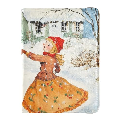 Reisepasshülle mit niedlichem Cartoon-Motiv "Merry Christmas", weißer Schneemann, Leder, wasserdicht, für Reisen, Impfhülle, Reisedokumente, Geldbörse für Damen, leicht, Niedlicher Schneemann mit von EtherSpher