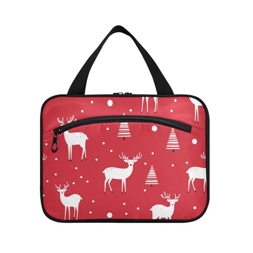 Reisetasche mit Hirschmotiv, skandinavischer Stil, zum Aufhängen, mit Haken, zusammenklappbar, Make-up-Organizer für Reiseutensilien, Reisezubehör, Kosmetik, Mujer Para Cartera, L, Hirsch Merry von EtherSpher