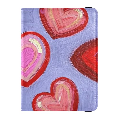 Rotes und blaues Leder Reisegeldbörse für Frauen - RFID-blockierende Reisegeldbörse für Frauen - leichte rote blaue Herz Kunst 1 Größe, Rot Blau Herz Form Kunst, 1 Größe, Rote blaue Herzform Kunst, 1 von EtherSpher