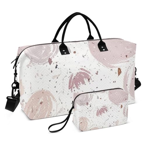 Schöne graue Blumen dekorative Reise-Handtasche, Sporttasche, Turnbeutel mit verstellbarem Riemen für Trekking, 2-teiliges Set, Bolsas de para Mujer en Avion von EtherSpher