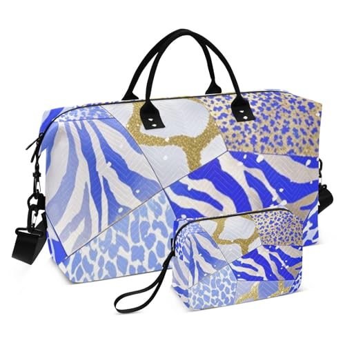 Schultertasche, Motiv: unregelmäßiger Marmor, Leopardenmuster, dekorativ, für Wochenendausflüge, Fitnessstudio, Sport, Seesack mit verstellbarem Riemen, für Reisen, großes Fassungsvermögen, Blau Schultertasche, Motiv: unregelmäßiger Marmor, Leopardenmuster, dekorativ, für Wochenendausflüge, Fitnessstudio, Sport, Seesack mit verstellbarem Riemen, für Reisen, großes Fassungsvermögen, Blau von EtherSpher