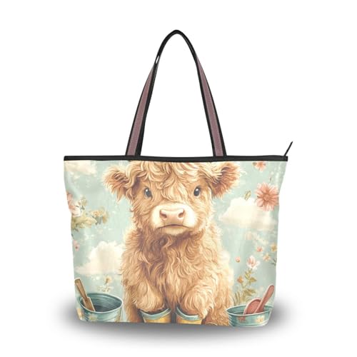 Scotland Cow Fresh Spring Brown Silk Fabric Zipper Crossbody Handtaschen Praktische Umhängetasche für Damen Scotland Cow Fresh Spring Brown Silk Fabric Zipper Crossbody Handtaschen Praktische Umhängetasche für Damen von EtherSpher