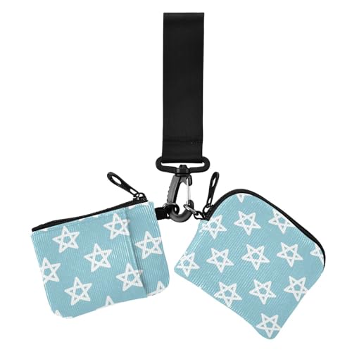 Simple Blue Stars Damen Kartenetuis Kleingeldhalter Niedlich Mode Reißverschluss Bargeld Geldbörse mit Reißverschluss Münzfach für Damen 2 Stück, Einfache blaue Sterne, 1 size, Casual von EtherSpher