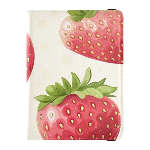 Sommer Frische Erdbeere Leder Reisepass Hülle Reisepass Reisepass Organizer Reiseschützer Reisepass Geldbeutel für Damen Ultra Dünn, Sommer frische Erdbeere, 1 Size, sommerfrische Erdbeeren, 1 size von EtherSpher