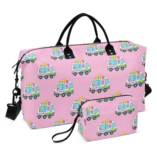 Sporttasche, Motiv: Eiswagen, dekorativer Sportbeutel, Turnbeutel mit verstellbarem Riemen, für Fitnessstudio, wasserdicht, Rosa Sporttasche, Motiv: Eiswagen, dekorativer Sportbeutel, Turnbeutel mit verstellbarem Riemen, für Fitnessstudio, wasserdicht, Rosa von EtherSpher