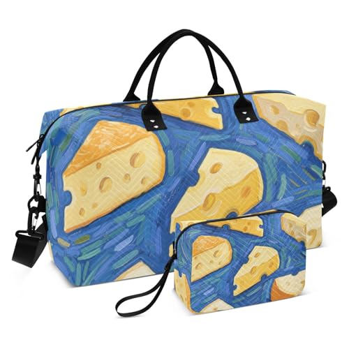 Sporttasche, Motiv: Essen, Käse, blau, Kunst, Malerei, dekorative Wochenendtasche, Sporttasche, Turnbeutel mit verstellbarem Riemen, für Flugzeugreisen, faltbar, Bolsas para viajar Sporttasche, Motiv: Essen, Käse, blau, Kunst, Malerei, dekorative Wochenendtasche, Sporttasche, Turnbeutel mit verstellbarem Riemen, für Flugzeugreisen, faltbar, Bolsas para viajar von EtherSpher