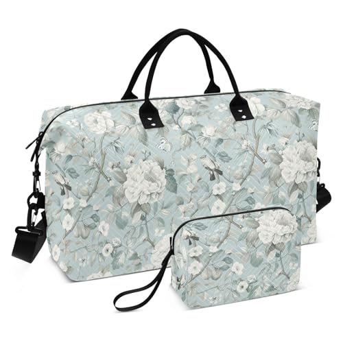 Sporttasche mit Blumenmuster, Vintage-Stil, dekorativ, Wochenendtasche, Reisetasche, Turnbeutel mit verstellbarem Riemen für Trekking, große Kapazität, Bolsas de para Mujer en Avion Sporttasche mit Blumenmuster, Vintage-Stil, dekorativ, Wochenendtasche, Reisetasche, Turnbeutel mit verstellbarem Riemen für Trekking, große Kapazität, Bolsas de para Mujer en Avion von EtherSpher