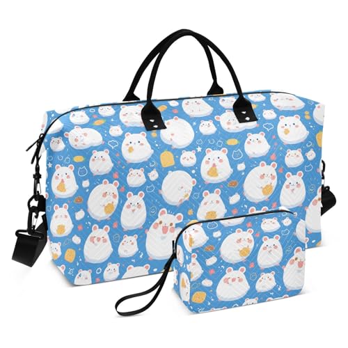 Sporttasche mit Cartoon-Hamster, hellblau, mit Kulturbeutel für Trekking, wasserdicht, Bolsas de para Mujer en Avion von EtherSpher