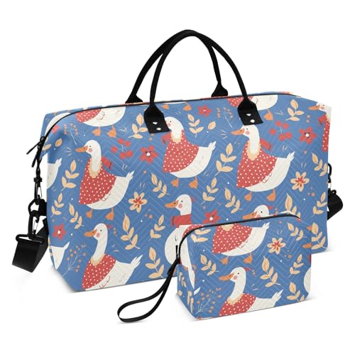 Sporttasche mit Cartoon-Motiv, niedliche Ente, Marineblau, dekorative Tragetasche und Gepäck, Turnbeutel mit Kulturbeutel für Sport, wasserdicht, Bolsa para viajar Sporttasche mit Cartoon-Motiv, niedliche Ente, Marineblau, dekorative Tragetasche und Gepäck, Turnbeutel mit Kulturbeutel für Sport, wasserdicht, Bolsa para viajar von EtherSpher