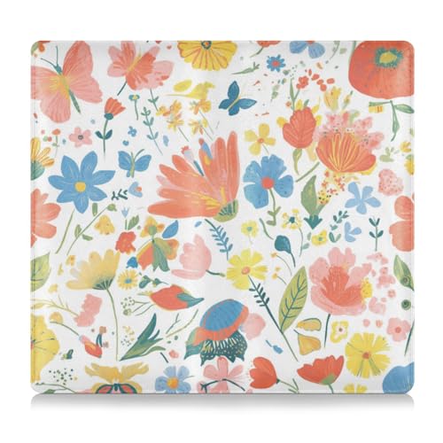 Spring Flowers Butterflies Premium Leder Auto Zulassung und Versicherung Halter Dokumententasche für wichtige Dokumente, Führerschein, Karten von EtherSpher
