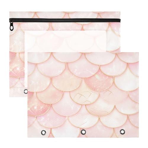 Stiftebox mit 3 verstärkten Ösen, Aufbewahrungstasche für A4-Papier, Briefe, 2 Stück, Lehrer, Schulanfang, Roségold, Fischschuppe, funkelnd Stiftebox mit 3 verstärkten Ösen, Aufbewahrungstasche für A4-Papier, Briefe, 2 Stück, Lehrer, Schulanfang, Roségold, Fischschuppe, funkelnd von EtherSpher