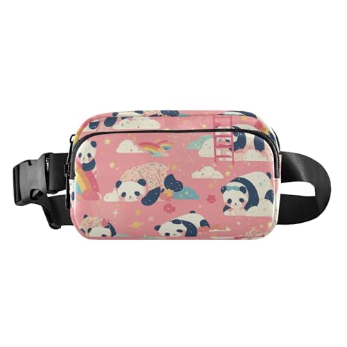 Süße Pfirsich-Panda-Hüfttasche, trendige Umhängetasche für Männer und Frauen, kleiner Brustgürtel, Bauchtasche mit verstellbarem Gurt für Reisen, Fitnessstudio, Arbeit, Niedlicher Pfirsich-Panda, 1 von EtherSpher
