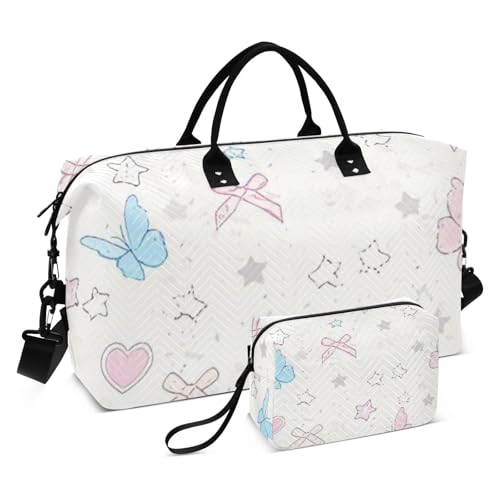 Süße türkisfarbene Schmetterlings-Schleife, dekorative Wochenend-Reisetasche, Übernachtungstasche, großer Turnbeutel mit verstellbarem Riemen für Reisen, wasserdicht, Bolsa de Gym para Mujer Süße türkisfarbene Schmetterlings-Schleife, dekorative Wochenend-Reisetasche, Übernachtungstasche, großer Turnbeutel mit verstellbarem Riemen für Reisen, wasserdicht, Bolsa de Gym para Mujer von EtherSpher