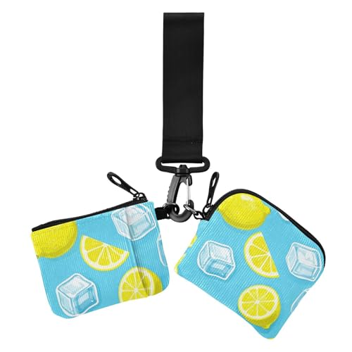 Summer Blue Ice Lemon Damen Geldbörsen Kartenetuis Dünn Flache Münzbörse Geldbörse Tasche mit Reißverschlusstasche für den täglichen Gebrauch 2 Stück, Sommerblaue Eiszitrone, 1 size, Casual von EtherSpher