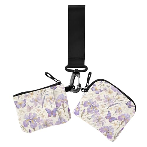 Summer Fresh Flower Butterflies Purple Damen Dual Wallets Visitenkartenetuis Mini Fashion Frauen Kreditkartenetui Münzbörse mit Reißverschluss Münzfach für Frauen 2 Stück, Summer Fresh Flower von EtherSpher