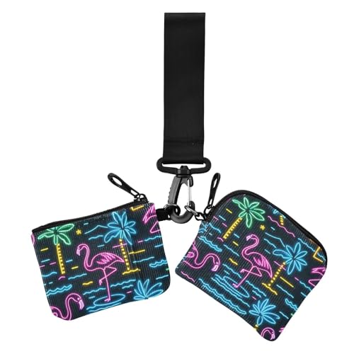 Summer Neon Flamingo Kokosnussbaum Damen Münzgeldbörsen Kartenetuis Niedlich Mode Reißverschluss Münzbörse Geldbörse Geldbörse Geldbörse mit Reißverschluss Münzfach für den täglichen Gebrauch 2 von EtherSpher