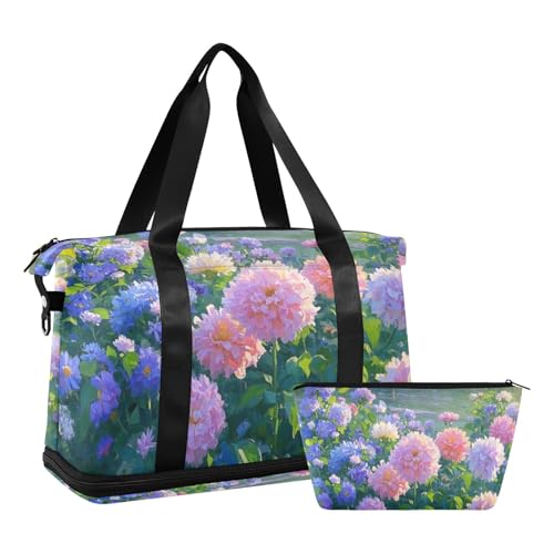 Sweet Home Sporttasche mit Ölgemälde, rosa Frühlingsblumen, Sporttasche, Turnbeutel mit verstellbarem Riemen für Fitnessstudio, großes Fassungsvermögen, Sweet Home Ölgemälde rosa Frühlingsblumen, 1 von EtherSpher