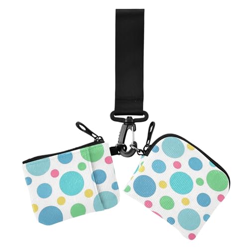 Trendy Polka Dot Pfirsichblau Damen Geldbörsen Kartenetuis Minimalistische Kartenetui Geld Organizer mit Schlüsselanhänger für den täglichen Gebrauch 2 Stück, trendiges gepunktetes Pfirsichblau, 1 von EtherSpher