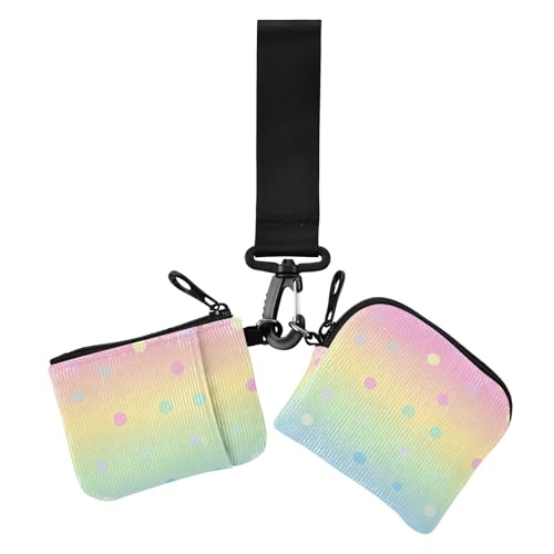 Trendy Polka Dot Rainbow Peach Blue Damen Dual Wallets Visitenkartenetuis Klein Tragbar Visitenkartenhalter mit Reißverschlusstasche für Damen 2 Stück, Trendiges Punktemuster Regenbogen Pfirsichblau Trendy Polka Dot Rainbow Peach Blue Damen Dual Wallets Visitenkartenetuis Klein Tragbar Visitenkartenhalter mit Reißverschlusstasche für Damen 2 Stück, Trendiges Punktemuster Regenbogen Pfirsichblau von EtherSpher