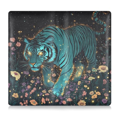 Türkisfarbene Tigers Leder Registrierungs- und Versicherungskartenhalter, perfekte Auto-Essentials Geldbörse für jedes Auto, LKW, Motorrad, Anhänger oder Boot von EtherSpher