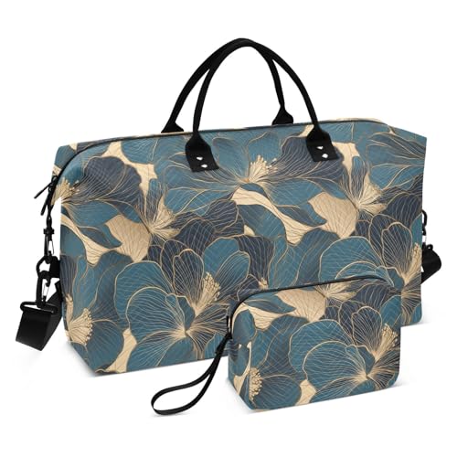 Turnbeutel mit verstellbarem Riemen für Trekking, faltbar, Motiv: Bolso de Mano para viajar en Avion, Blaugrün / goldfarben von EtherSpher