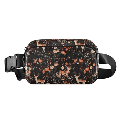 Ukiyo-e Gürteltasche im verträumten Hirsch-Design, für Damen und Herren, große Kapazität, Crossbody-Tasche mit verstellbarem Gurt, für Reisen, Fitnessstudio, Arbeit, Traumhaftes Reh im Ukiyo-e-Stil, 1 von EtherSpher