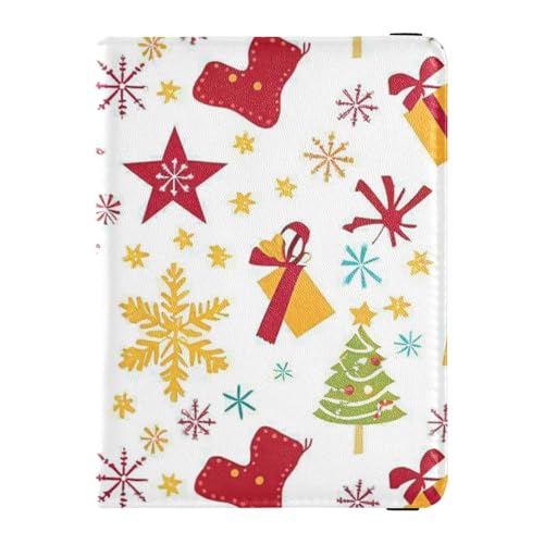 Weihnachtsbox Sterne Leder Reisepass und Impfpass Brieftasche Combo Wallet Combo Reisepasshülle mit RFID-Blockierung wasserdicht, Weihnachtsbox Sterne, 1 size von EtherSpher
