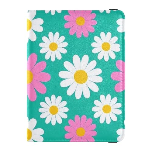 Weiße Gänseblümchen und Gänseblümchen Leder Reisepass Hülle für Männer Wasserdicht Schöne Blume Gänseblümchen Weiß Pfirsich Weiß 1 Größe One Size Schöne Daisy Blumen Pfirsich Weiß, 1 Größe, Schöne von EtherSpher