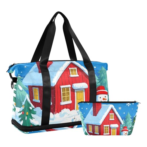 Winter Merry Christmas Schneemann Reisetasche Weekender Reise Übernachtung Tasche mit Kulturbeutel für Trekking Große Kapazität, Schneemann mit Aufschrift "Merry Christmas", 1 size Winter Merry Christmas Schneemann Reisetasche Weekender Reise Übernachtung Tasche mit Kulturbeutel für Trekking Große Kapazität, Schneemann mit Aufschrift "Merry Christmas", 1 size von EtherSpher