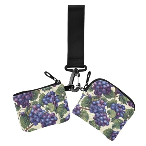 Yummy Grapes Pattern Purple Damen Dual Wallets Visitenkartenetuis Slim Portable ID Card Holders Protector with Keychain for Work Travel 2 Pcs, Yummy Grapes pattern purple, 1 size, Casual, Yummy Grapes von EtherSpher