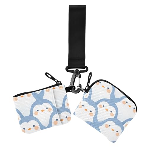 Zarte Cartoon-Pinguin Hellblau Damen Münzbeutel Kartenhalter Mini Mode Frauen Kreditkartenetui Münzbörse mit Reißverschluss Münzfach für Damen 2 Stück, zartes Cartoon-Pinguin Hellblau, 1, Zarter von EtherSpher