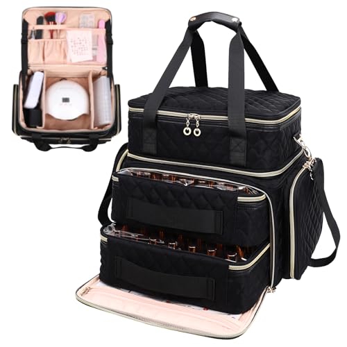 Ethereal Nail Polish Organizer Case Holds 70+ Bottles (15ml - 0.5 fl.oz) and Nail Lamp, Detachable Nail Supplies Case with 2 Removable Bags, Nail Accessories Storage and Organizers von Ethereal