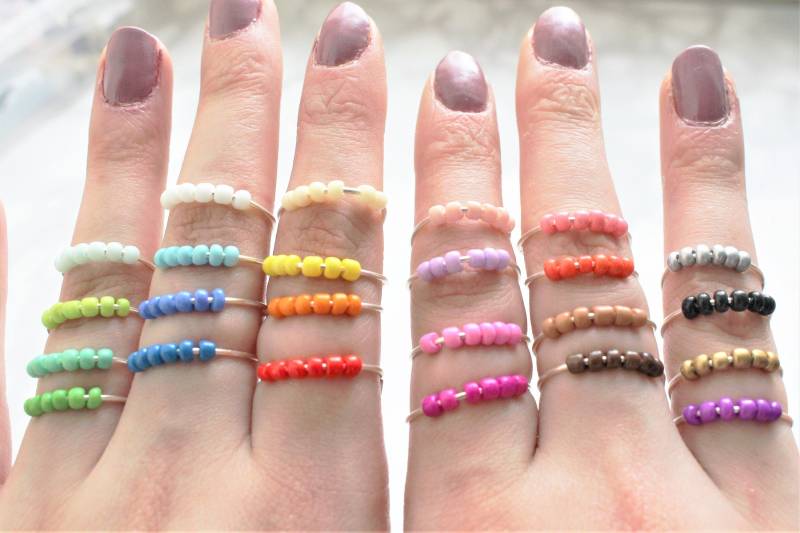 Verstellbarer Fidget Ring Perlenschmuck Hilfe Angst Stress Sorgen Adhs Stop Haut Picking Dermatillomania Spinner Stapelbar Sterling Silber von EtherealCollectiveUK