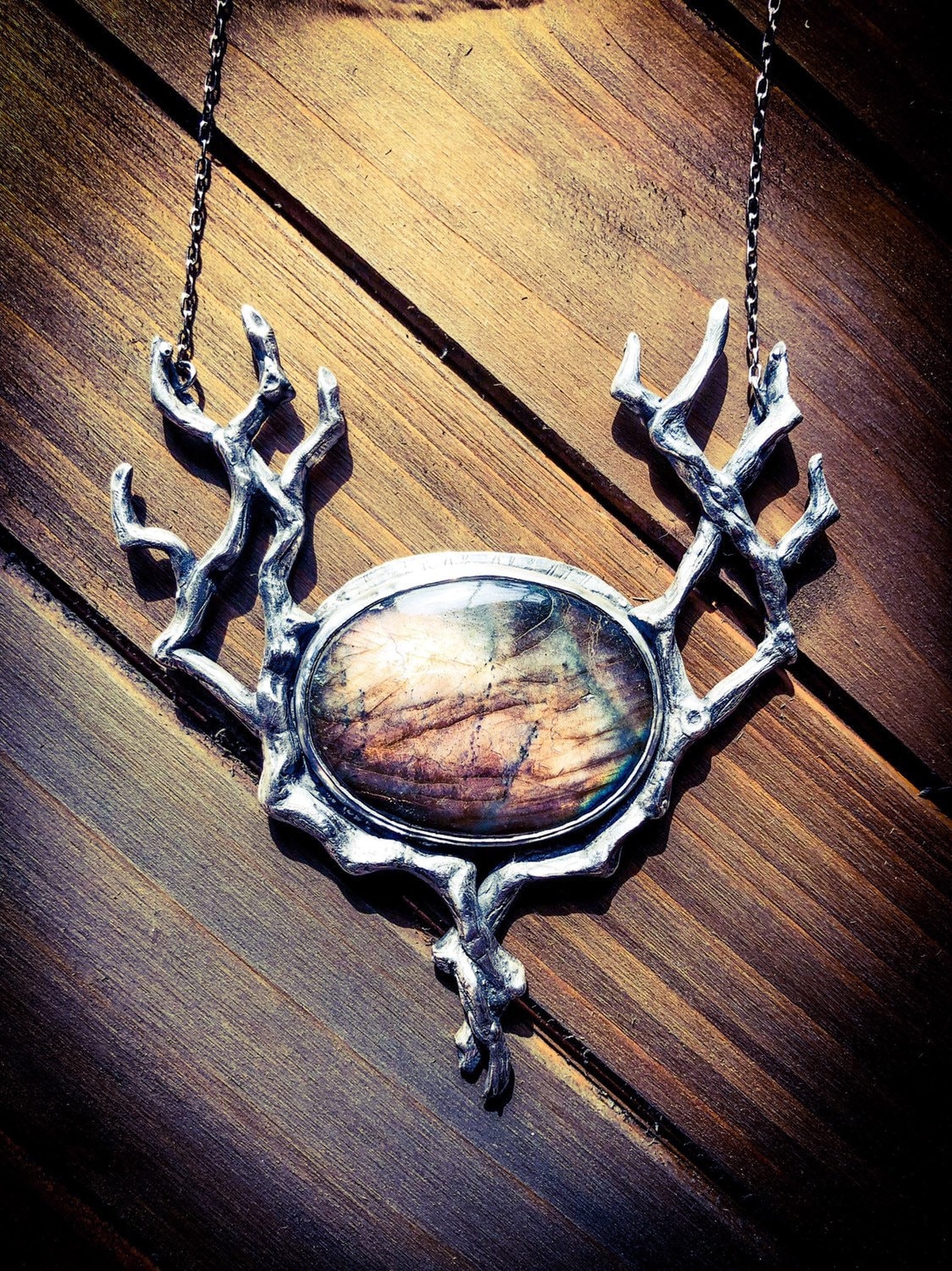 Labradorit Sterling Silber Ast Halskette, Große Statement Baum Schmuck, Natur Anhänger, Unikat, Nur 1 Verfügbar von EtherealEarthGifts