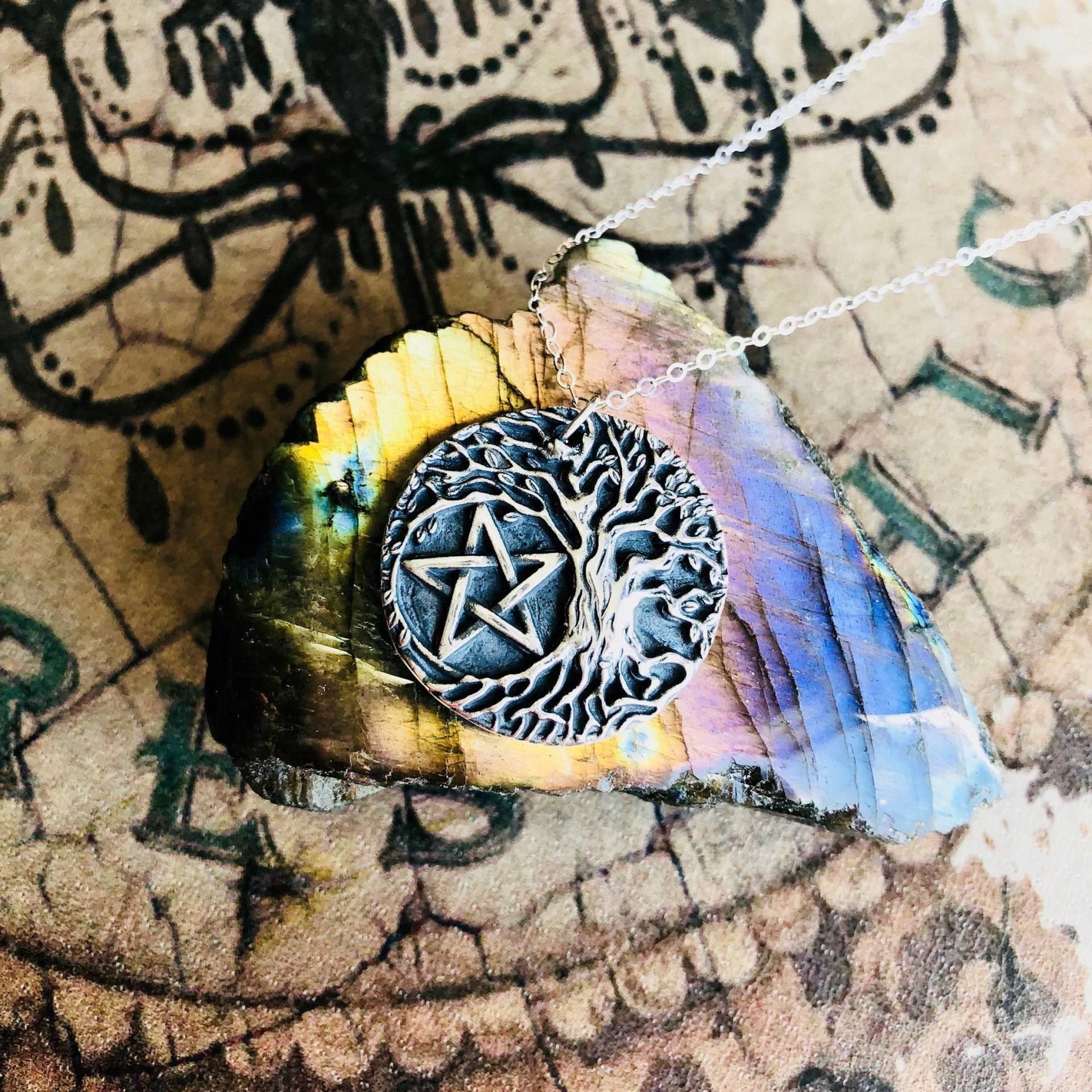 sterling Silber Baum Pentagramm Halskette, Wicca Schmuck, Natur Anhänger, Handgemacht in Den Usa, Kunsthandwerker 925 Silber, Pagan von EtherealEarthGifts