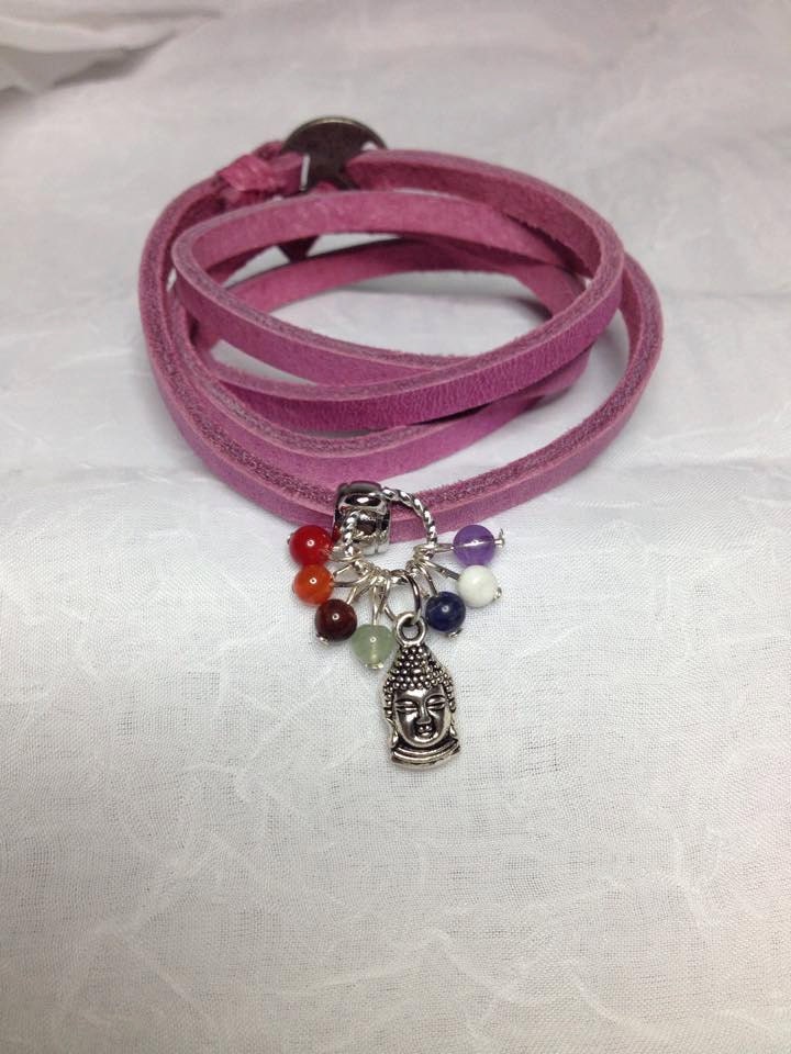Rosa Lederarmband Chakra Buddha Rosa Lederarmband Chakra Buddha von EtherealLightDesigns
