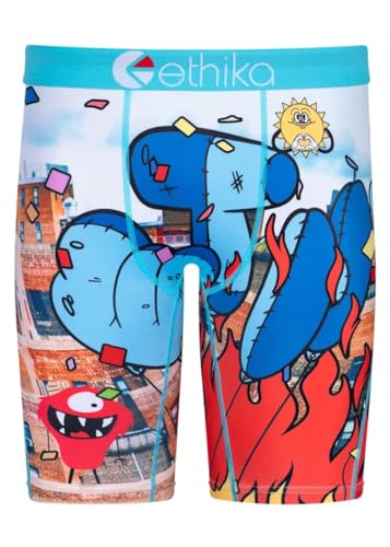 Ethika Herren-Boxershorts, knielang, 4-Wege-Stretch-Performance-Unterwäsche mit Grafikdrucken, Cartoon, Burrow 10, Small von Ethika
