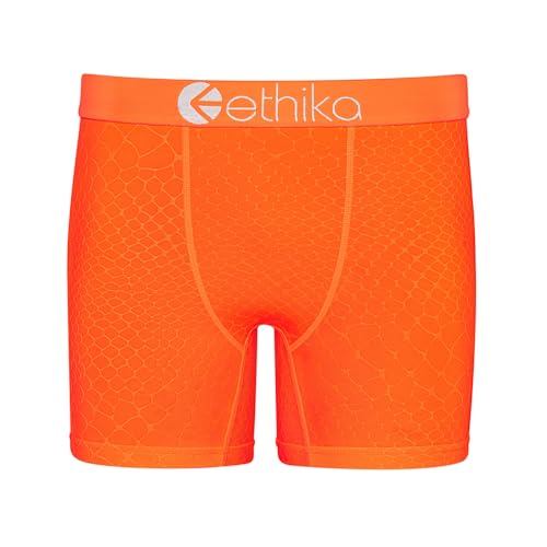 Ethika Herren-Boxershorts, geprägtes Python, Orange, Orange/Abendrot im Zickzackmuster (Sunset Chevron), X-Large von Ethika