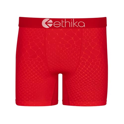 Ethika Herren-Boxershorts, geprägtes Python, Rot, Rot/Ausflug, einfarbig (Getaway Solids), Medium von Ethika